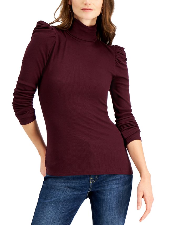 INC International Concepts INC Puff-Sleeve Turtleneck Top, Created for ...