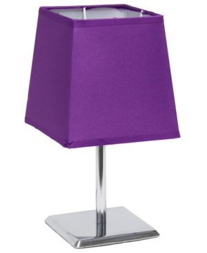 Simple Designs Mini Chrome Table Lamp with Squared Empire Fabric Shade