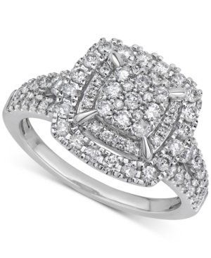 image of Igi Certified Diamond Cluster Ring (1 ct. t.w.) in 10k White Gold