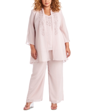R & M Richards Plus Size Embellished Blouse Jacket & Pants