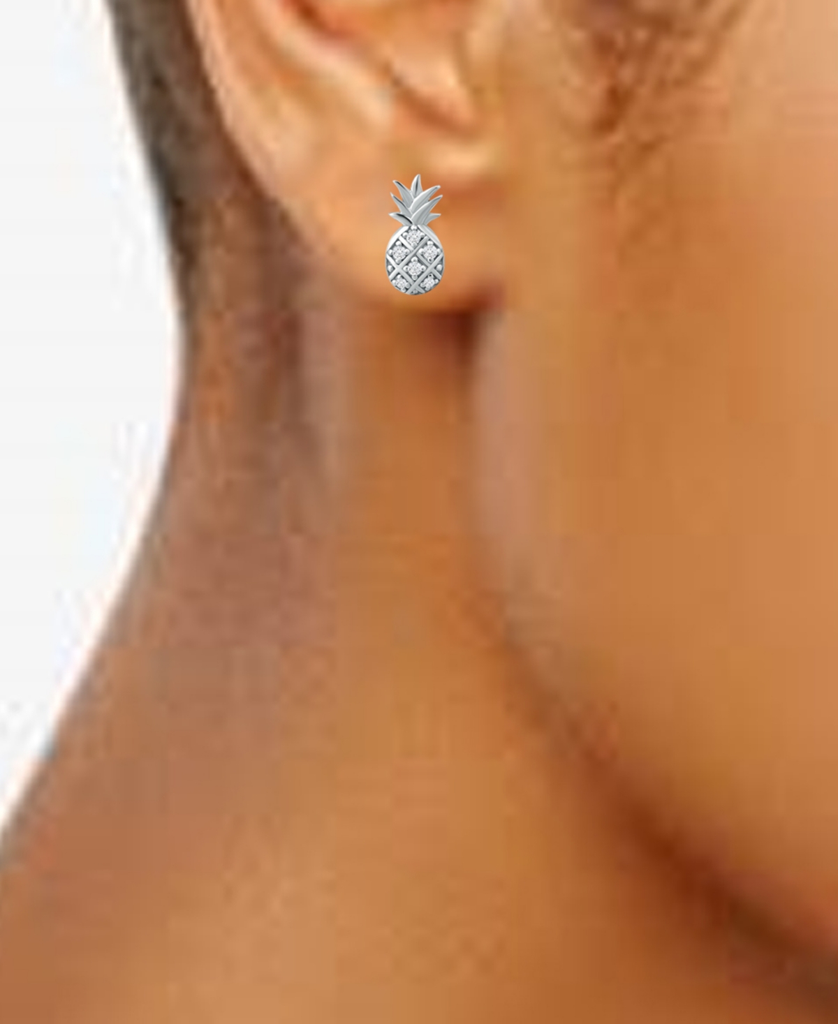 Giani Bernini Cubic Zirconia Pineapple Stud Earrings  Created for Macy's - Sterling Silver