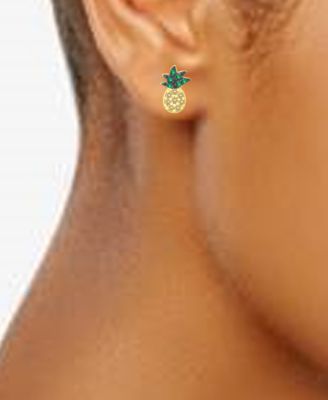 Cubic Zirconia Pineapple Stud Earrings in 18k Gold-Plated Sterling Silver, Created for Macy's