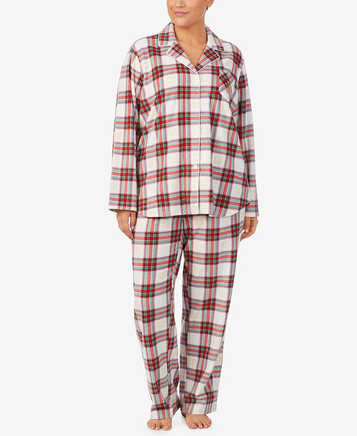 Lauren Ralph Lauren Plus Size Printed Fleece Pajama Set - Macy's