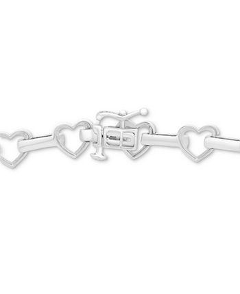 Macy's - Diamond Heart Link Bracelet (1/6 ct. t.w.) in Sterling Silver