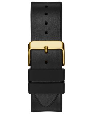 Men's Black Leather & Silicone Flex Strap Watch 43mm