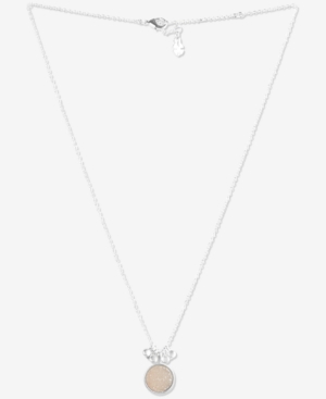 image of Lucky Brand Gold-Tone Shaky Bead & Druzy Charm Pendant Necklace, 18