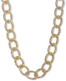 Gold-Tone Pavé Curb Link 18" Collar Necklace