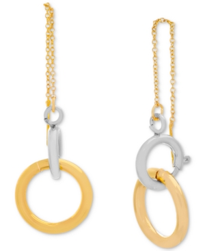 image of Steve Madden Two-Tone Ring & Chain Threader Earrings
