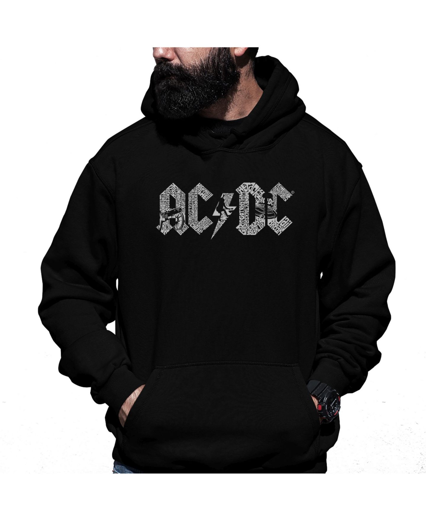 Мужское худи LA Pop Art AC/DC Word Art Hooded, цвет: Чёрный — фото 1