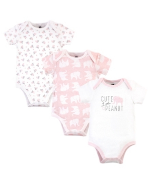 Hudson Baby Girls Elephant Bodysuits Pack of 3