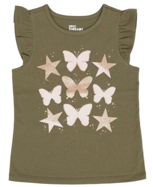 image of Epic Threads Little Girls Short Sleeve Butterfly Graphic Mix and Match Tee