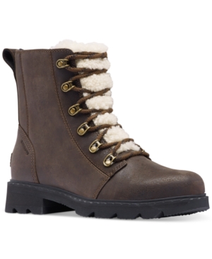 image of Sorel Women-s Lennox Lace Cozy Lug Sole Booties Women-s Shoes