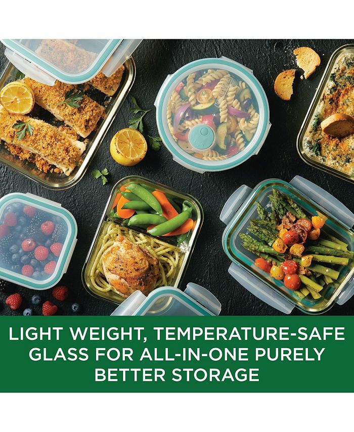 LocknLock Performance 4-Piece Glass Vented Food Storage Containers, 17-Ounce Set, Clear