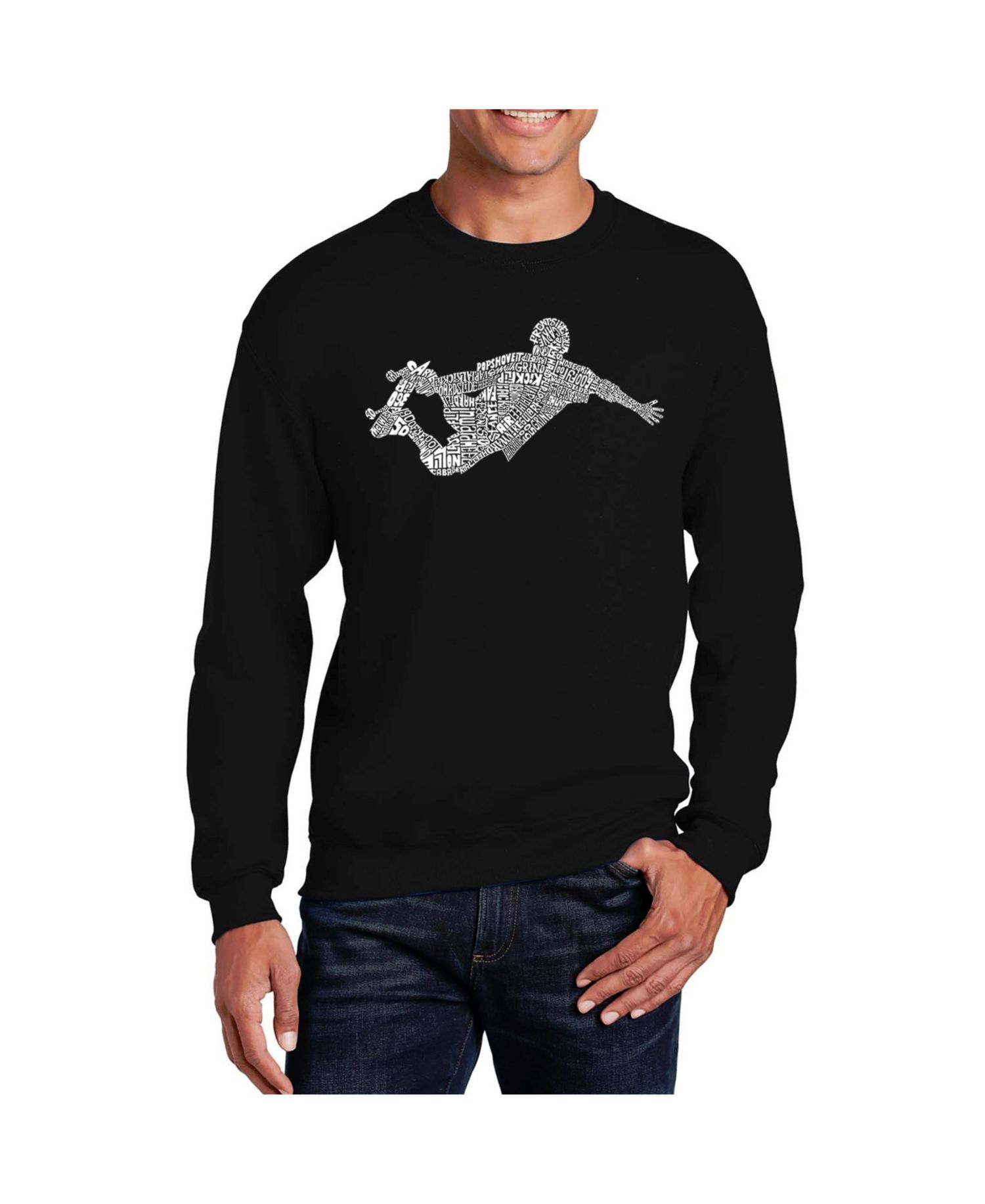 Men's Word Art Popular Skating Moves and Tricks Crewneck Sweatshirt