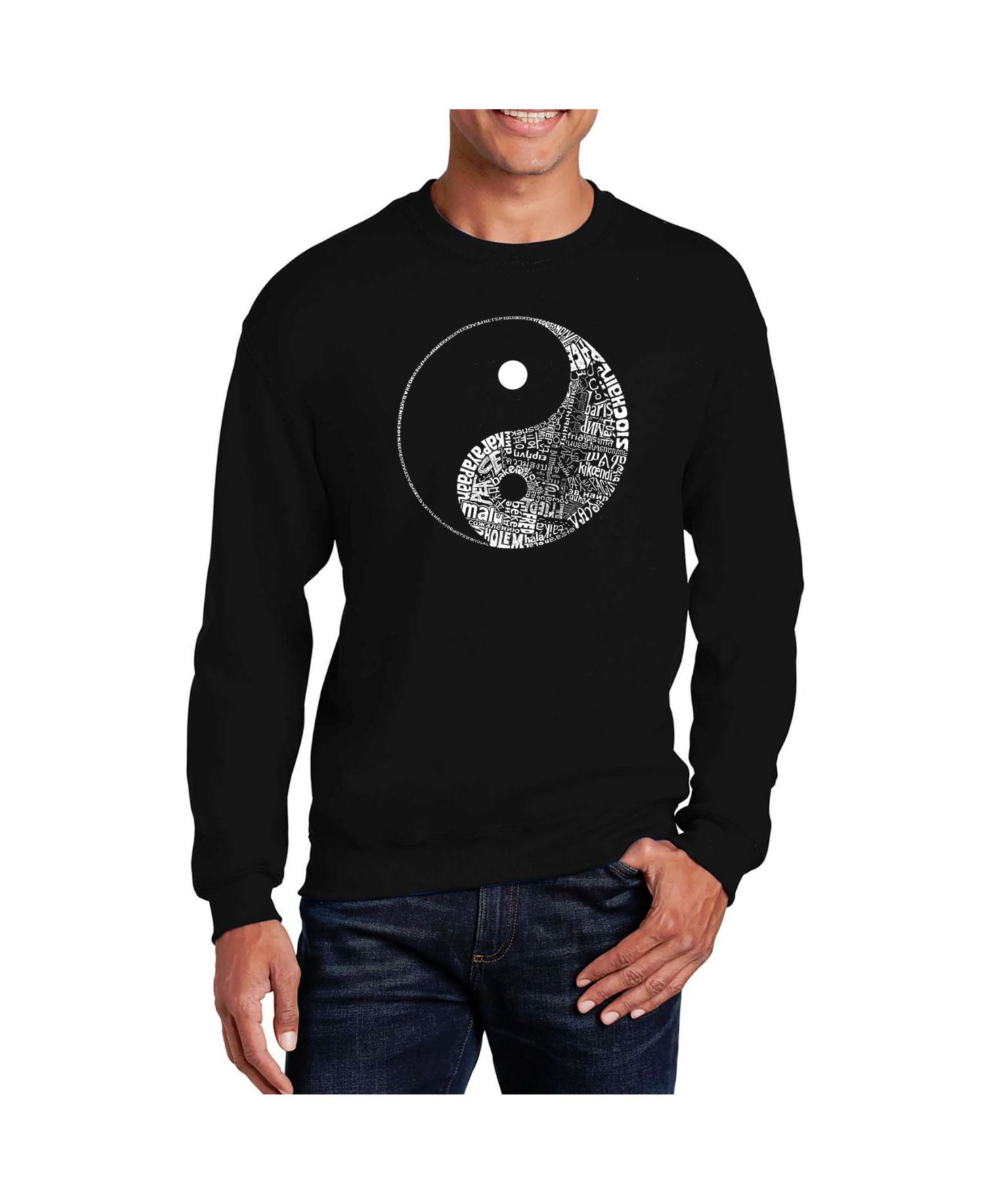 Men's Word Art Yin Yang Crewneck Sweatshirt