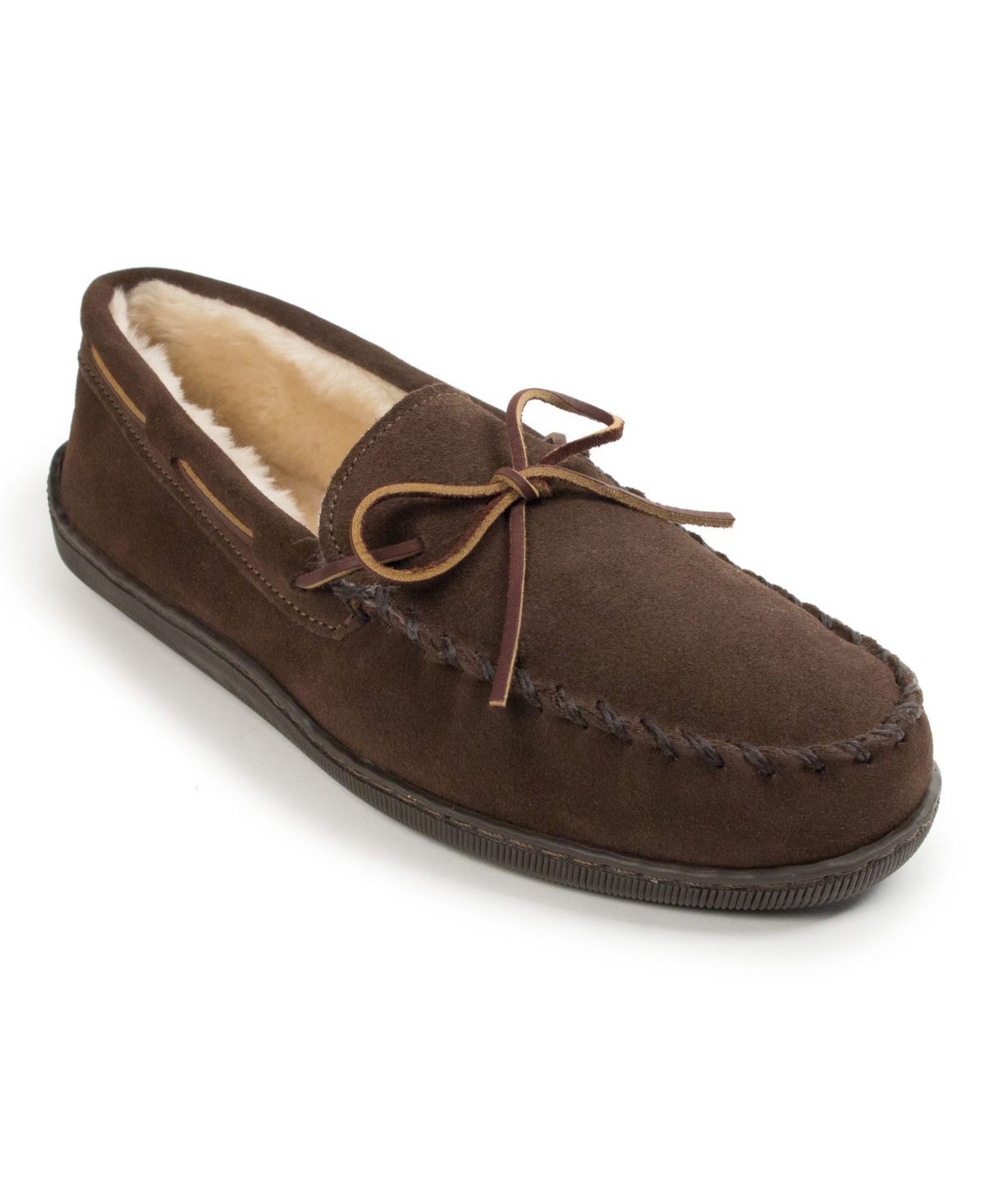 Minnetonka Men's Pile Lined Hardsole Slippers - Dark Brown