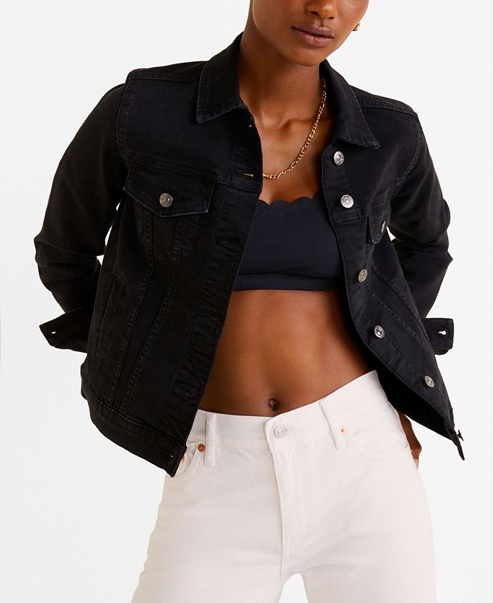 MANGO Women's Black Denim Jacket & Reviews Jackets & Blazers Women