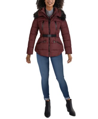 belted padded jacket guess