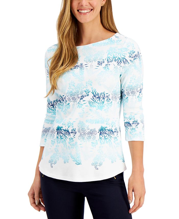 Charter Club Cotton Printed Top, Created for Macy's & Reviews Tops