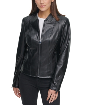 Kenneth Cole FAUX-LEATHER ZIP-FRONT JACKET