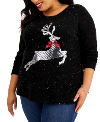 sequin reindeer sweater