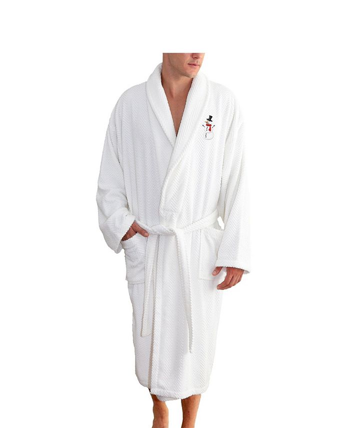 Linum Home Snowman Herringbone Weave Embroidered Bathrobe Macy's
