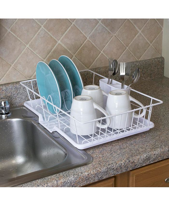 Home Basics 3 Piece Vinyl Coated Steel Dish Rack Macy's