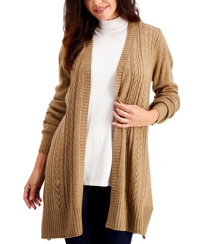 Karen Scott Plus Size Cable-Knit Duster Cardigan, Created for