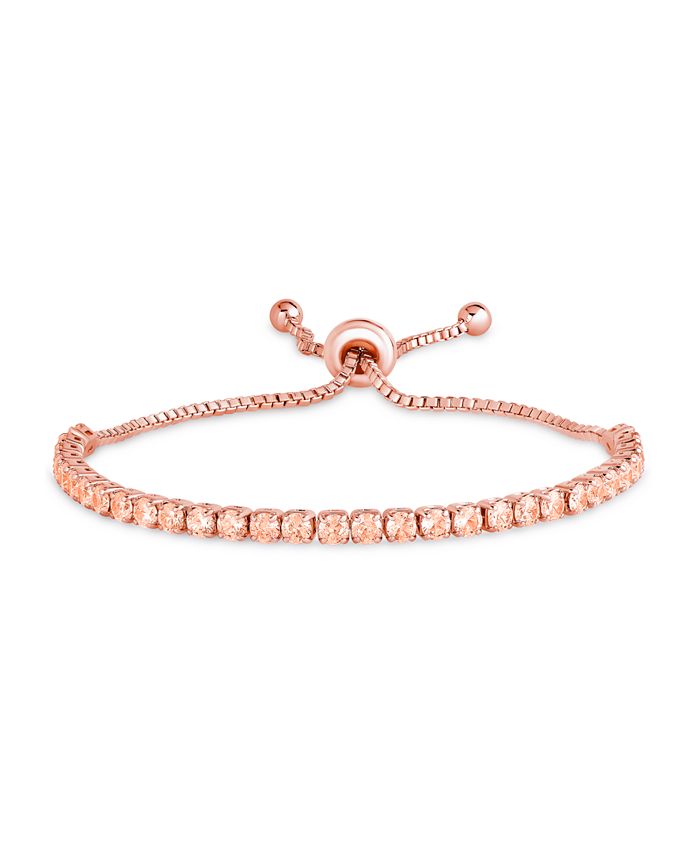 Macy's - Rose Gold Plated Simulated Morganite Tennis Adjustable Bolo Bracelet