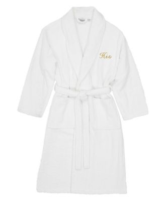 Script Font Turkish Cotton Embroidered His Terry Bathrobe