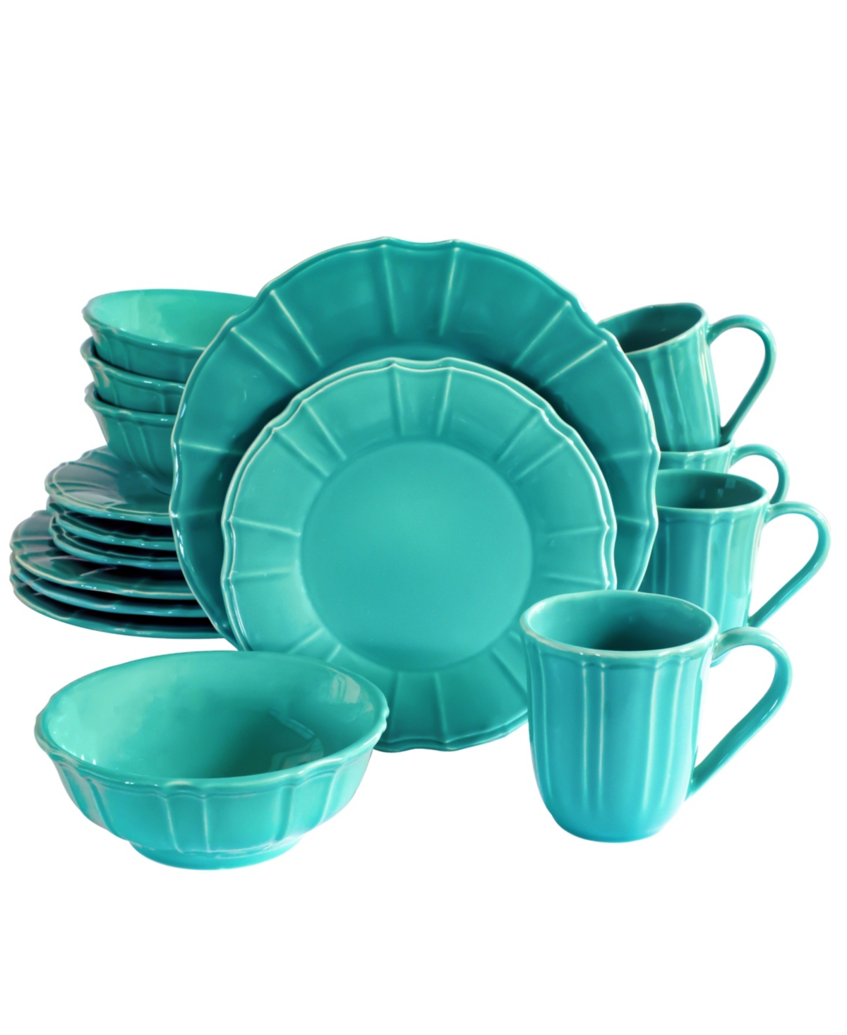Chloe 16 Pc. Dinnerware Set, Service for 4 - Turquoise