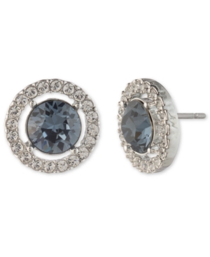 image of Givenchy Silver-Tone Stone & Crystal Halo Stud Earrings