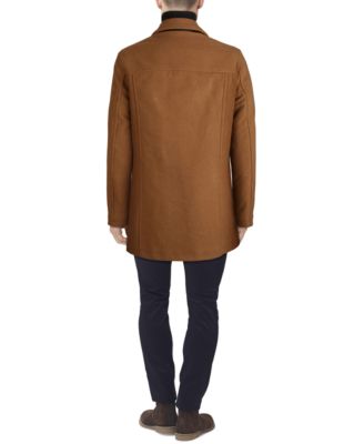 Men's Classic-Fit Car Coat with Faux-Leather Trim 