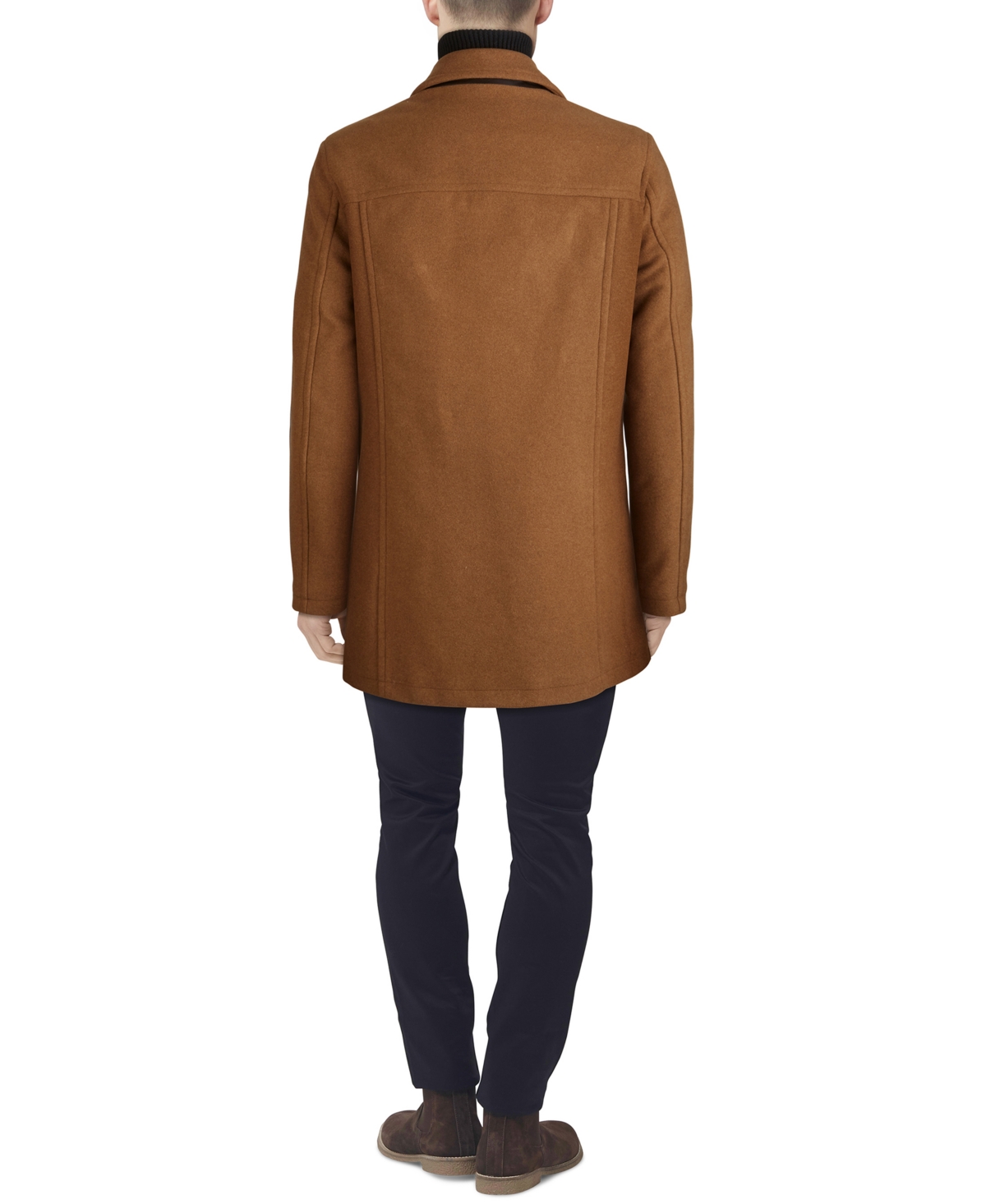 Cole Haan Men's Classic-Fit Car Coat with Faux-Leather Trim