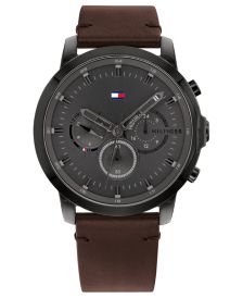 Men's Brown Leather Strap Watch 46mm  