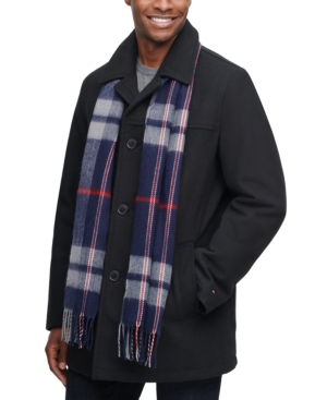 Tommy Hilfiger Men's Walking Coat with Removable Plaid Scarf