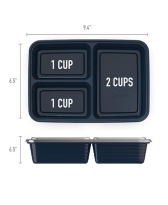 Food Prep 3-Compartment Food Storage Containers, Pack of 10