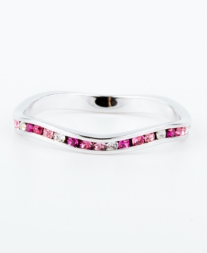 image of Pink Multi Swarovski Crystal Stackable ring in Sterling Silver
