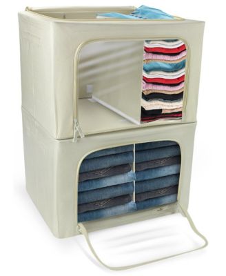 Sorbus - Storage Bin Set with Divided Interior, Foldable /Stackable Organizer Basket Set with Large Clear Window & Carry Handles, for Bedding, Linen, Clothes