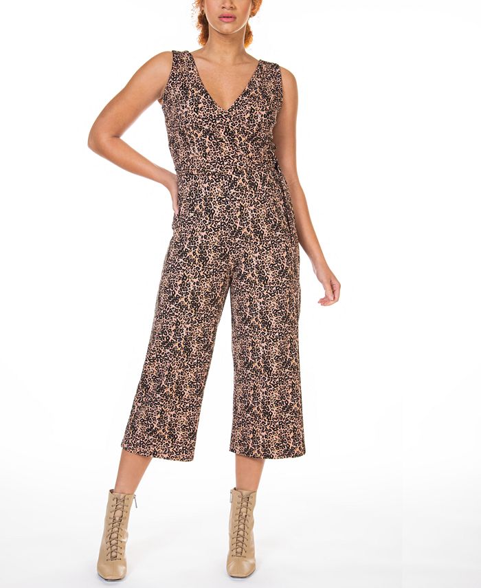 Black Tape Cheetah- Print Faux-Wrap Culotte Jumpsuit, in Regular ...