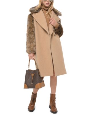 Michael Kors - Wool Faux-Fur-Contrast Coat