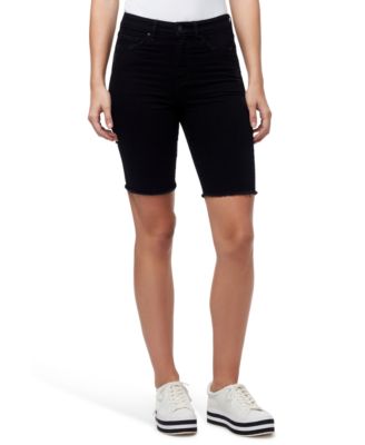 knee length denim shorts black