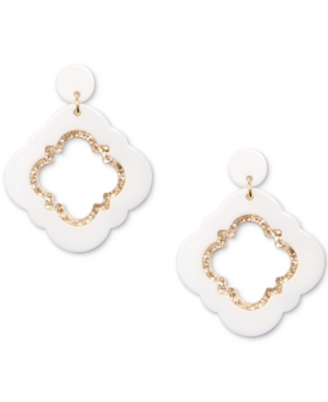 image of Zenzii Gold-Tone Glitter-Trim Colored Quatrefoil Drop Earrings
