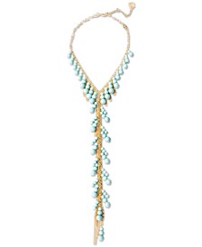 Gold-Tone Imitation Pearl Beaded Multi-Chain Lariat Necklace, 18-1/2" + 3" extender