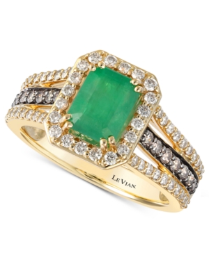 image of Le Vian Emerald (1-1/5 ct. t.w.) & Diamond (3/4 ct. t.w.) Ring in 14k Gold