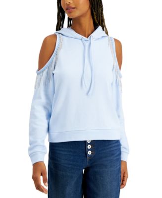 INC International Concepts INC Cold Shoulder Fringe Hoodie