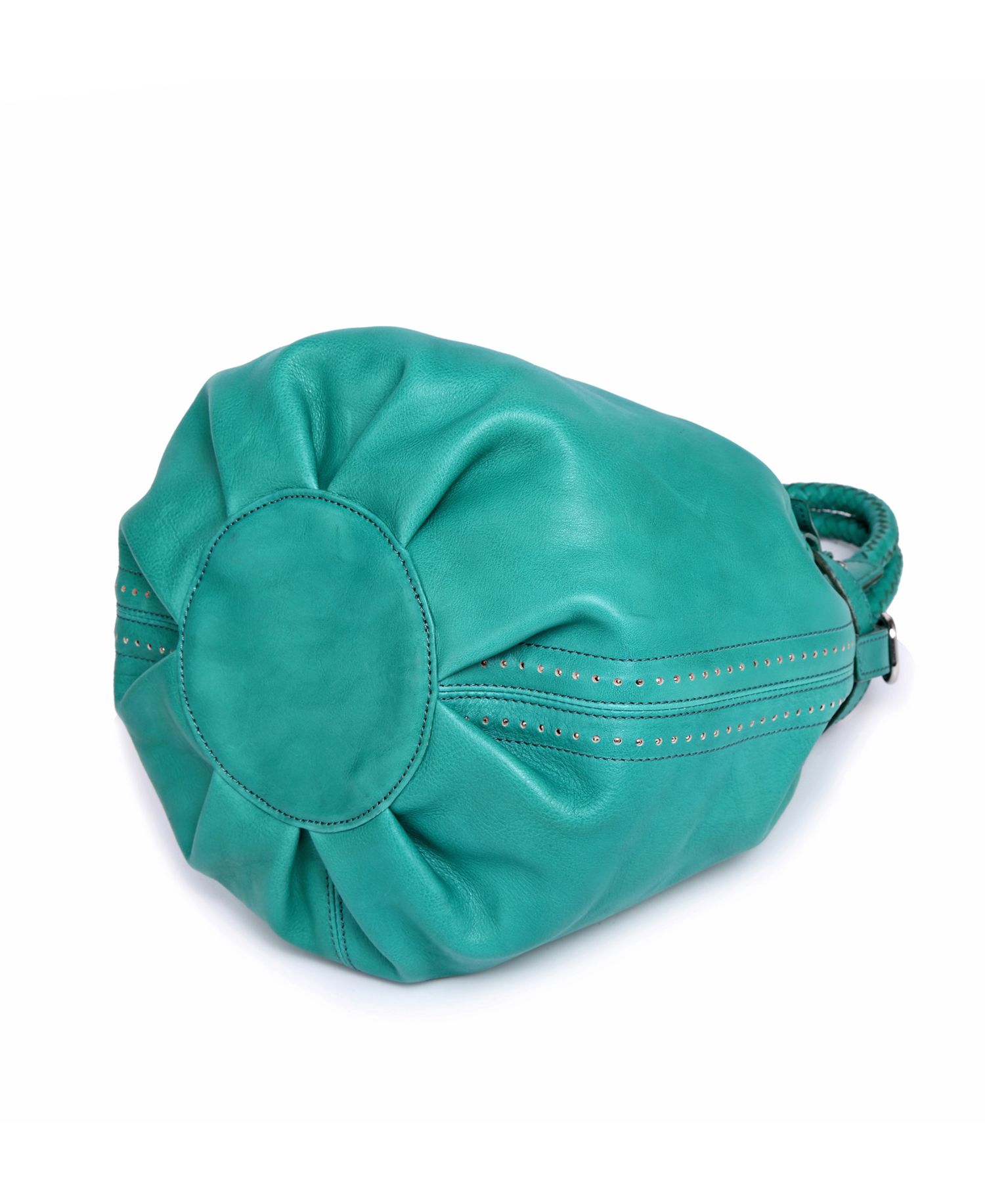 Pumpkin Small Leather Crossbody Bucket Bag