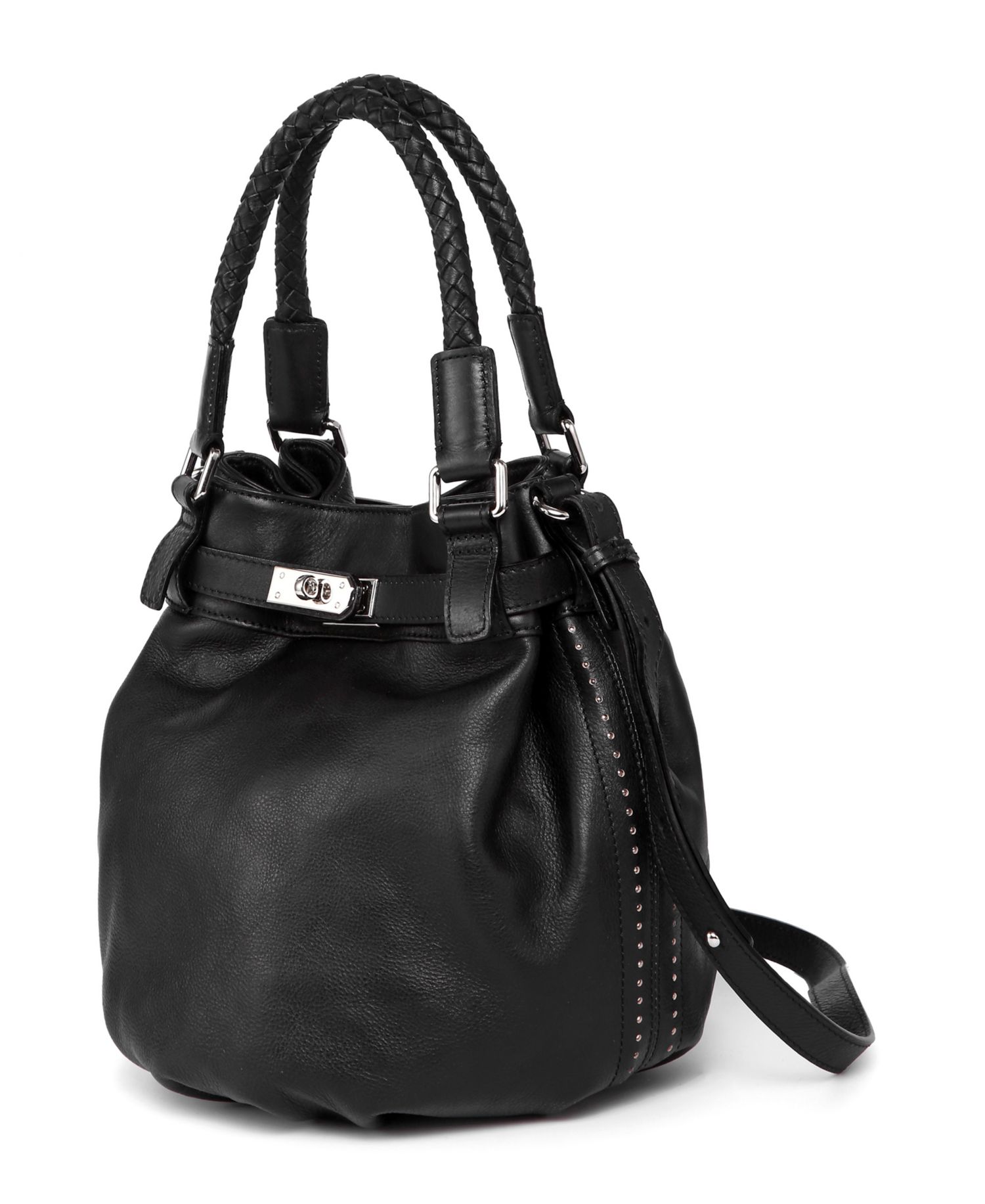Pumpkin Small Leather Crossbody Bucket Bag