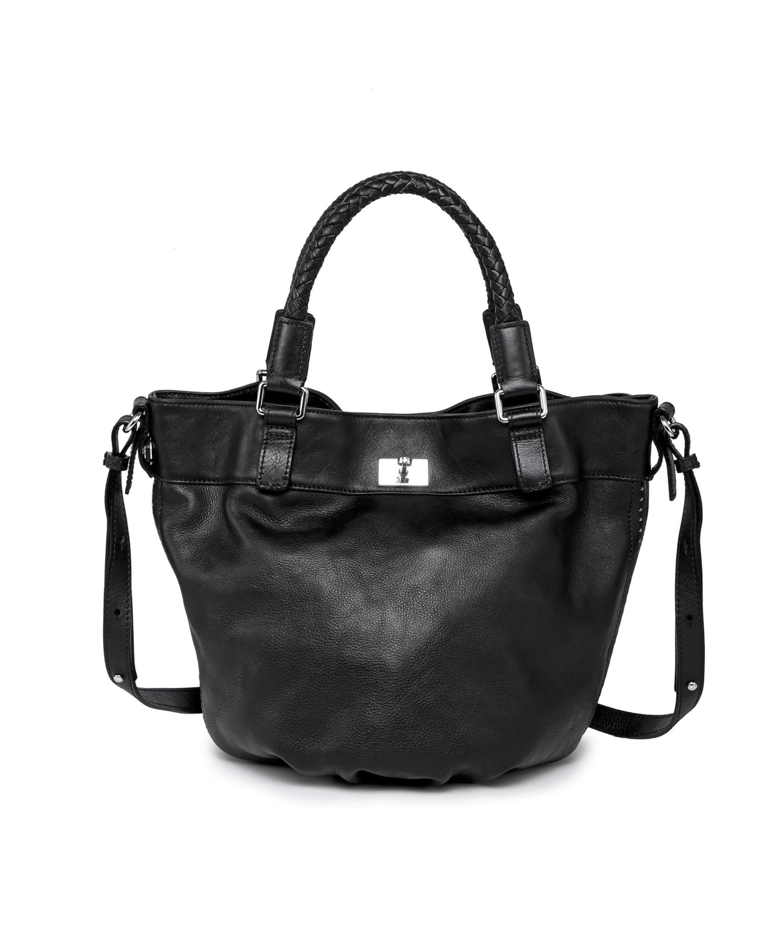 Pumpkin Small Leather Crossbody Bucket Bag
