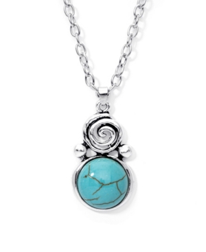 image of Macy-s Simulated Turquoise in Fine Silver Plated Swirl Round Pendant Necklace